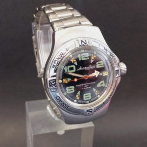 Zabytkowy rosyjski zegarek naręczny Wostok Komandirskie Amfibia Automatyczny, mechaniczny zegarek ZSRR