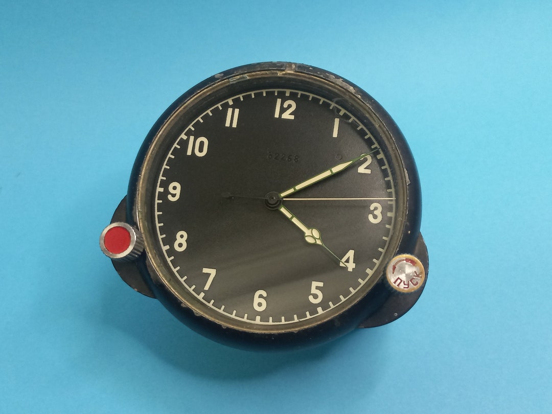 Instrument Panel Clocks Soviet Vintage Aviation Instrument Clock, Soviet Military Panel Cockpit ...