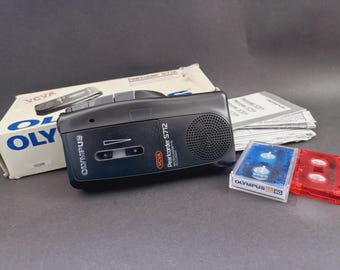 Vintage Voice Recorder Olympus Pearlcorder S712, Retro Microcassette Recorder