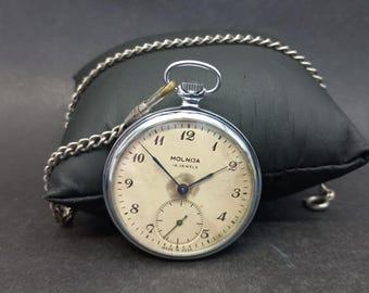 Französische Vintage Taschenuhr Molnija, UdSSR Mechanische