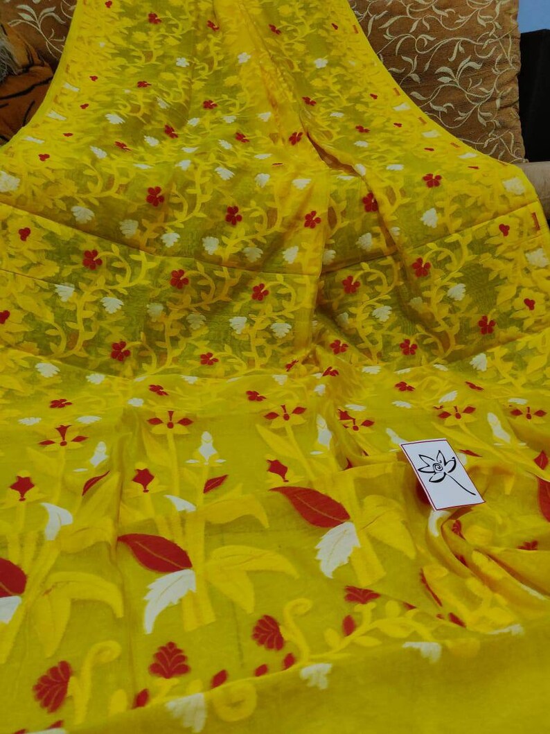 Soft reshom jamdani with allover weaving work for sale