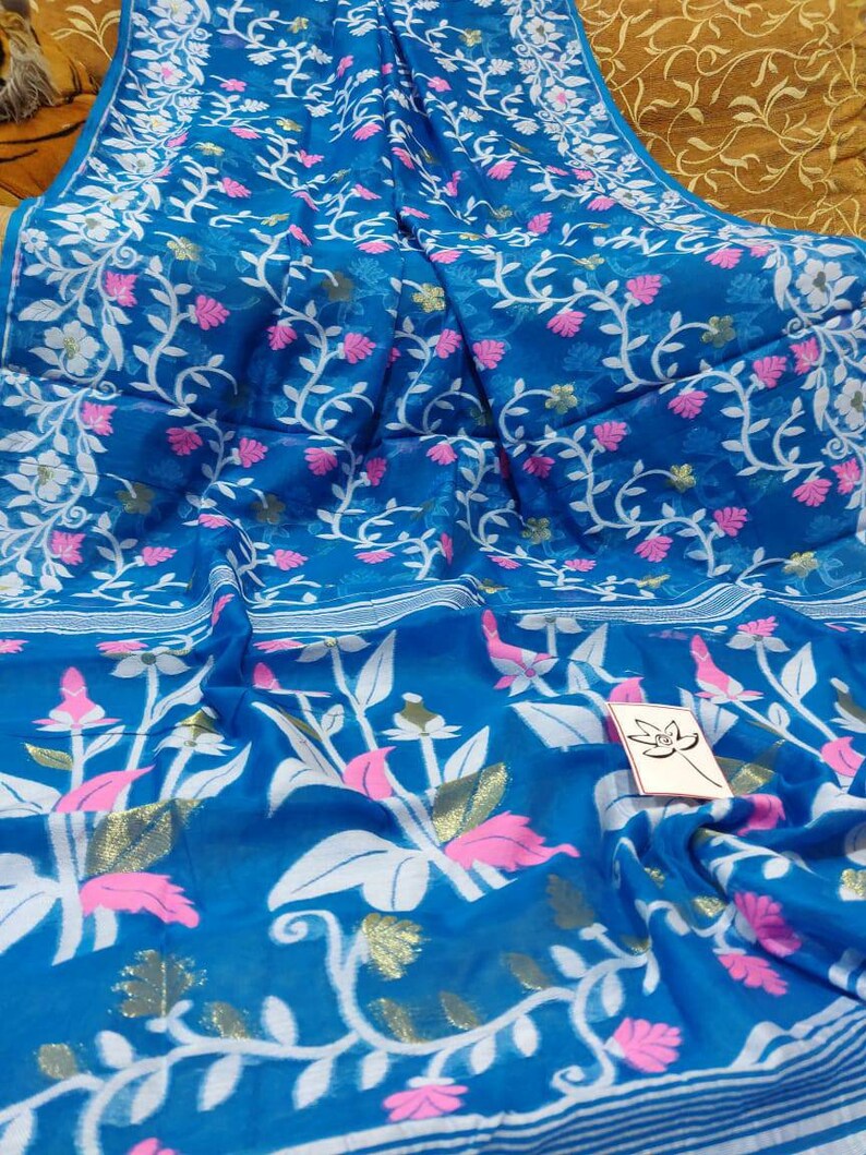 Soft reshom jamdani with allover weaving work for sale