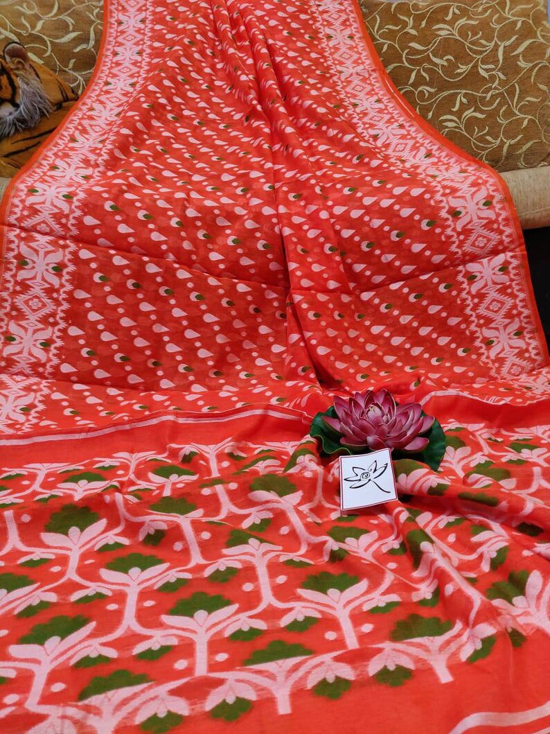 Soft reshom jamdani with allover weaving work for sale