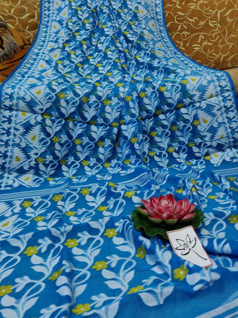 Soft reshom jamdani with allover weaving work for sale