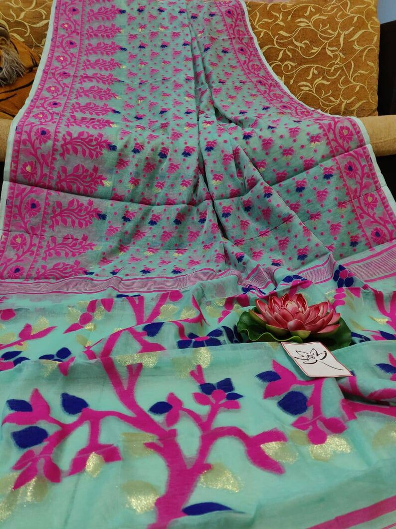 Soft reshom jamdani with allover weaving work for sale