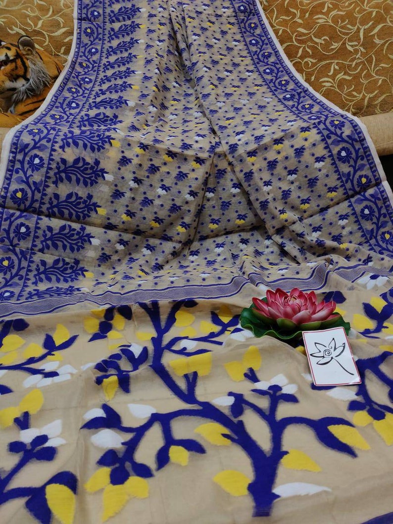 Soft reshom jamdani with allover weaving work for sale