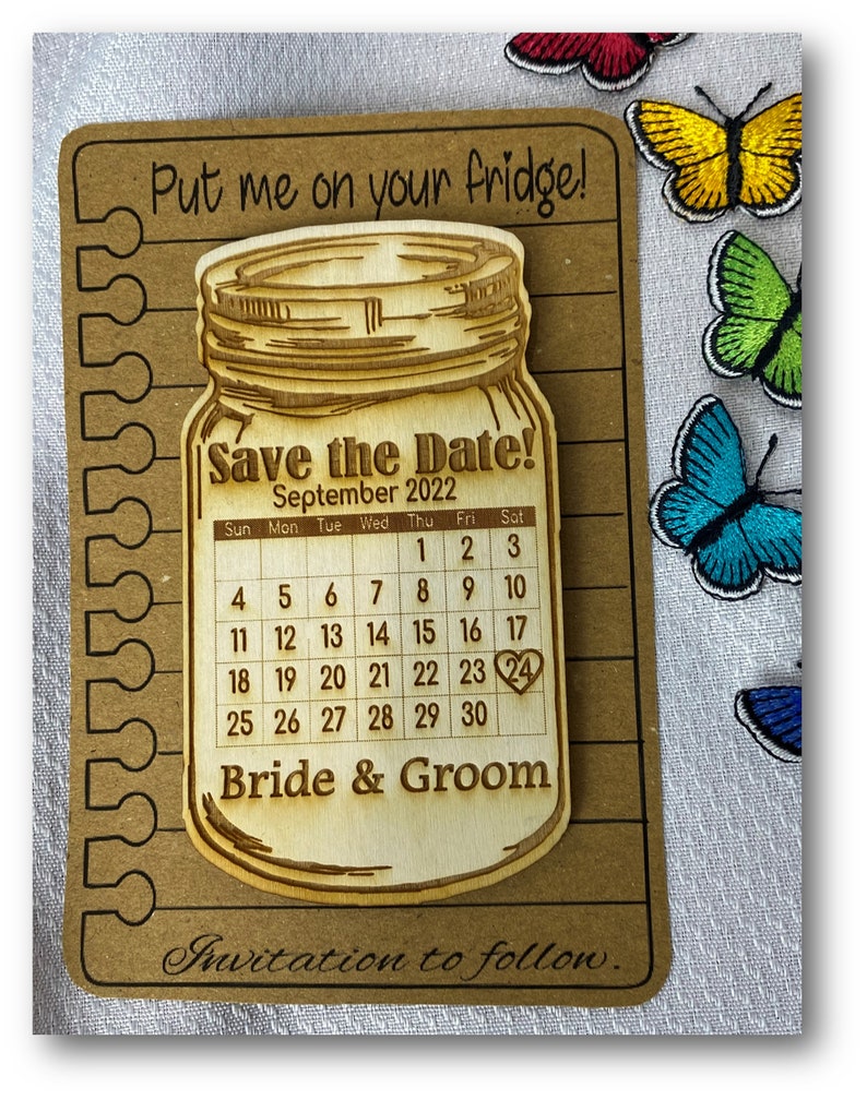 Wooden Magnet Natural Save the Date Magnet Save the Date Wood Save-the-Date Wedding Magnet Personalized Save Date Rustic Save the Date