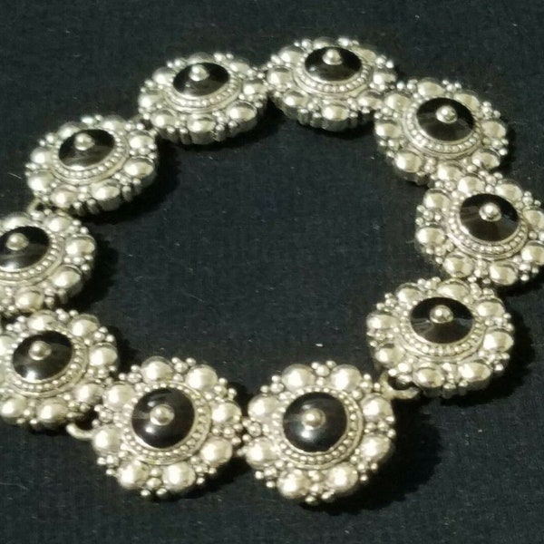 Vintage  silver bracelet with black accents AVON 7" NINA RICCI