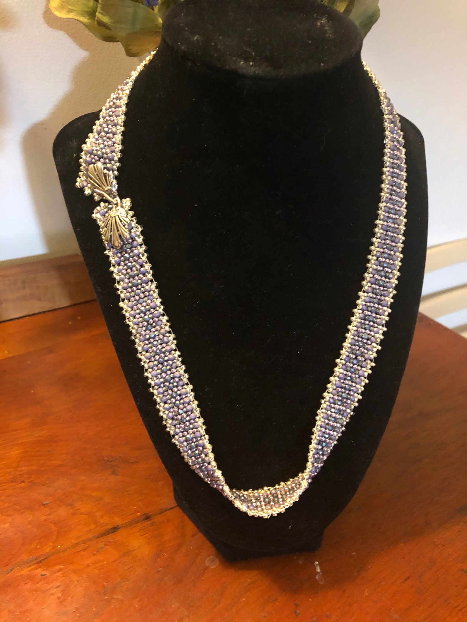 Beaded necklace with front closure Etsy