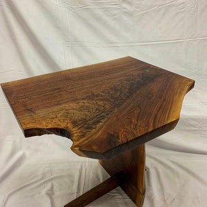 Custom Nakashima Inspired Live Edge Black Walnut Side Table