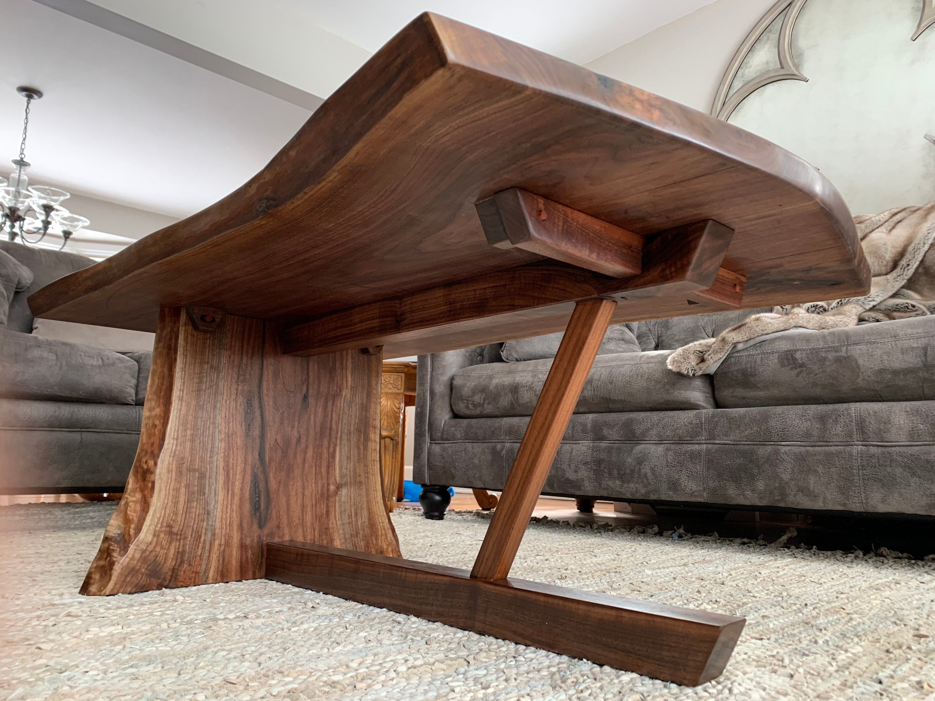 Custom Nakashima Inspired Live Edge Black Walnut Coffee Table