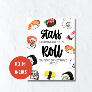 Sushi Appreciation Sign Poster for Staff, Employee and Teammates ...