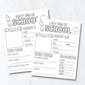 Printable first and last day of school keepsake worksheet, back to school, last day of school questionnaire