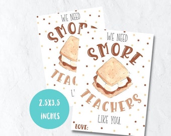 Teacher gift tag, teacher appreciation week, printable thank you tag, smores teacher gift