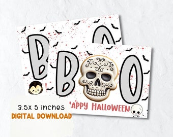 Halloween cookie card, printable Boo card, boo cookie card, happy Halloween cookie card, Halloween printable