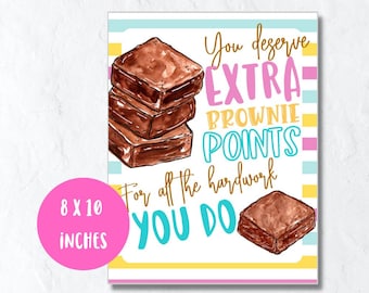 Personal imprimible de 8 x 10 pulgadas, letrero de agradecimiento a los empleados, póster de agradecimiento a los compañeros de equipo, letrero de mesa, puntos brownie