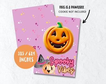 Tarjeta de galleta de Halloween imprimible, tarjeta de galleta de bruja de 3,5 x 5,5 pulgadas, etiqueta de embalaje de galletas imprimible