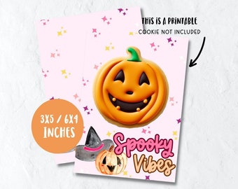 Tarjeta de galleta de Halloween bruja rosa de 3,5 x 5,5 pulgadas, descarga digital de tarjeta de embalaje espeluznante de galleta imprimible