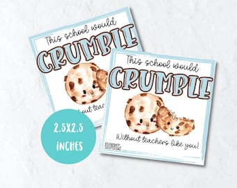 Blue smart cookie teacher appreciation gift tag, teacher thank you gift tag printable digital downloadl