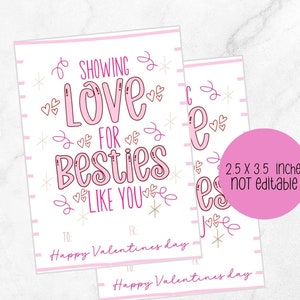 Printable, Bestie Valentines Day Tag, Best Friend Valentine Day Card Digital Download