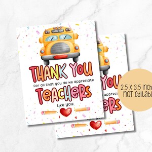 Teacher appreciation week gift tag printable, thank you tag digtial download printable