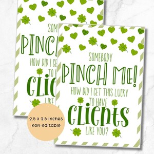 St Patrick's Day Tag, vierblättriges Kleeblatt, Glück haben, Kunden wie Sie zu haben, Kundenwertschätzung, Kundenwertschätzung, Geschäftstag