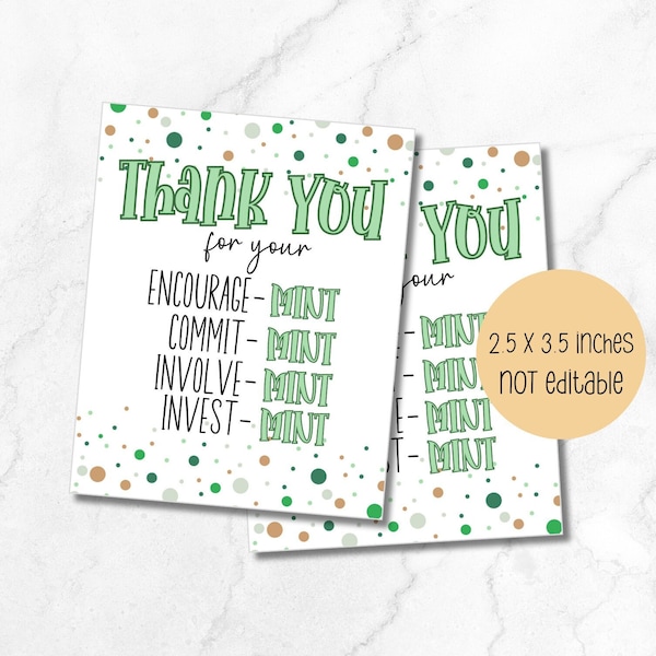 Mint Teacher appreciation printable tags,  Thank you for your commit mint, encourage mint , gift tag, pto tag,printable