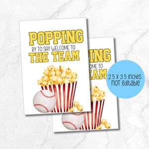 Poppin by Baseball-Geschenkanhänger, druckbarer Popcorn-Baseball-Sportanhänger, digitaler Download