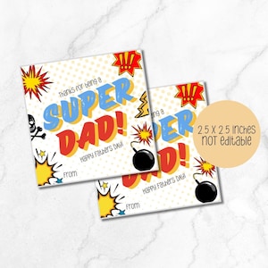 Etiqueta esportiva de feliz dia dos pais para impressão de super herói, etiqueta de presente para impressão, etiqueta para impressão, download digital, etiqueta esportiva de presente para pais