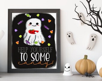 Halloween candy sign - halloween wall art - please take some candy sign - please take one - digital download
