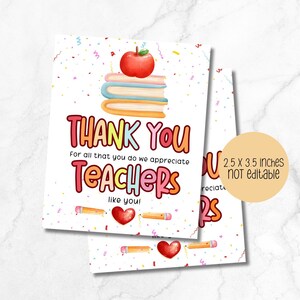 Teacher appreciation week gift tag printable, thank you tag digtial download printable
