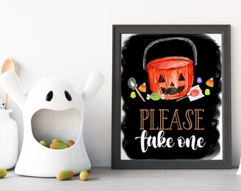 Halloween candy sign - please take one sign - trick or treater sign- digital download