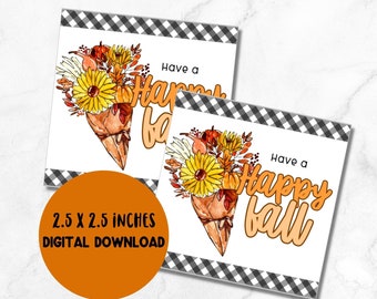 Printable fall tag, autumn gift tag, have a happy fall printable gift tag flower tag digital download