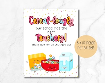 Teachers appreciation day sign, breakfast appreciation sign, teacher appreciation week, digital download