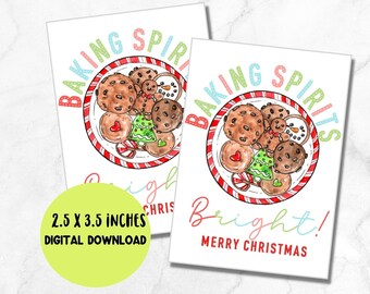 Baking spirits bright tag, Christmas tag, Christmas cookie tag, cookie printable, Christmas printable digital download