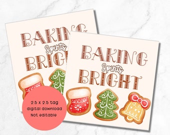 Christmas gift tag,printable tag, baking spirits bright, Christmas printable tag, digital download
