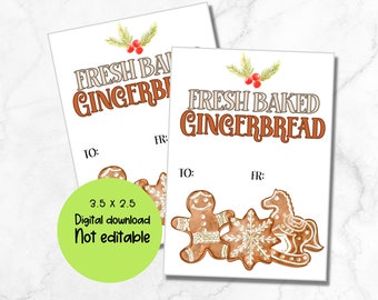 Printable Christmas tag, gingerbread gift tag, cookies gift tag, gingerbread gift digital download