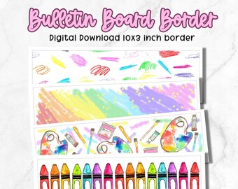 Classroom bulletin board border, printable artist theme bulletin board art classroom decor digital download