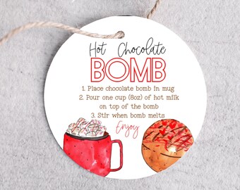 Valentine hot chocolate bomb tag - Hot chocolate favor tag - printable tag - digital download