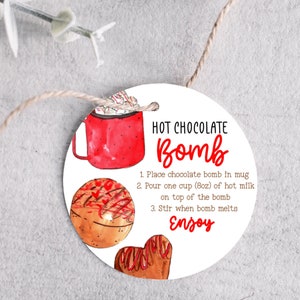 Printable Valentines hot chocolate bomb tag - circle hot cocoa bomb printable tag - 2.5 inch tag - digital download