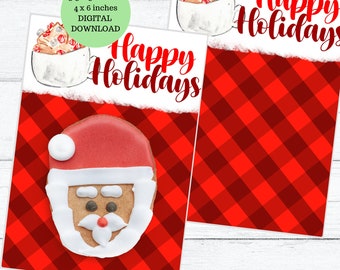 Printable christmas cookie card - plaid holiday mini cookie card digital download -cookie backing