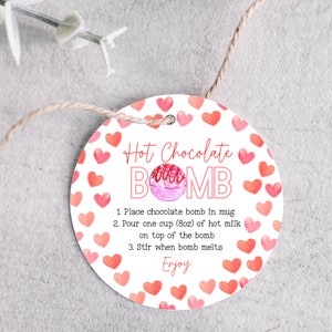 Printable hot chocolate bomb tag - circle hot cocoa bomb printable tag - 2.5 inch tag - digital download