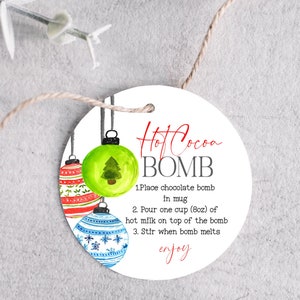 Printable 2.5 inch hot chocolate bomb tag - hot cocoa tag - digital download