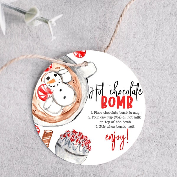 hot chocolate bomb tag printable - printable bomb tag - holiday hot coco tag