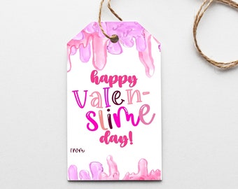 Valentines day printable favor tag - valenslime day tag - slime favor tag printable