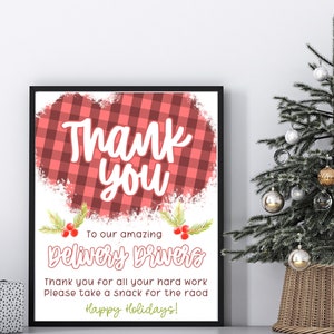 Christmas printable, thank you delivery driver sign, take a snack sign, printable snack sign digital download