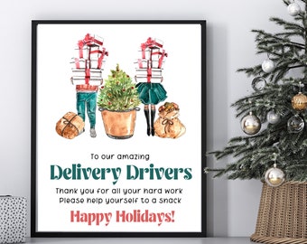 Printable Christmas delivery driver sign, take a snack sign, driver appreciation, digital download