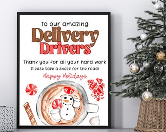 Printable delivery driver sign driver thank you sign take a snack mailman appreciation digital download