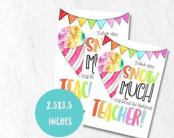 Etiqueta de regalo para maestros, etiqueta de regalo imprimible para cono de nieve, etiqueta de PTO para la semana de agradecimiento al maestro