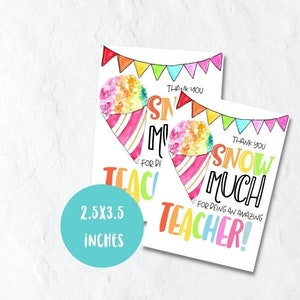 Teacher gift tag printable snow cone gift tag, teacher appreciation week PTO tag